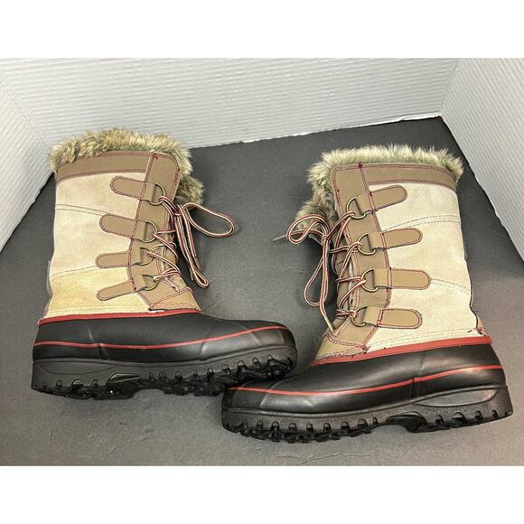 KHOMBU Womens North Star Snow Waterproof Winter Boots Tan Size 9M - Picture 6 of 13